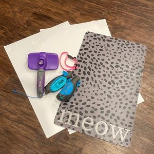 Cat Bundle. Brush, Collar, Treat Toys, Anti Scratch Stickers For Furniture,+Mat